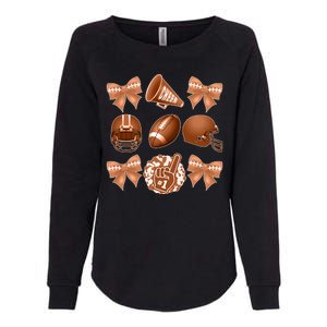 Cute Football Cheer Fan Lover Ribbon Bow Coquette Style Womens California Wash Sweatshirt