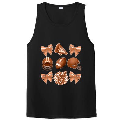 Cute Football Cheer Fan Lover Ribbon Bow Coquette Style PosiCharge Competitor Tank