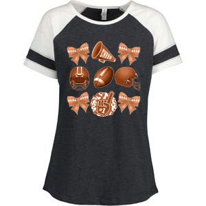 Cute Football Cheer Fan Lover Ribbon Bow Coquette Style Enza Ladies Jersey Colorblock Tee