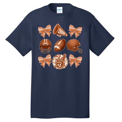 Cute Football Cheer Fan Lover Ribbon Bow Coquette Style Tall T-Shirt