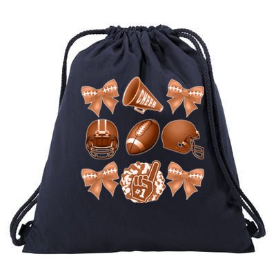 Cute Football Cheer Fan Lover Ribbon Bow Coquette Style Drawstring Bag