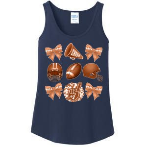 Cute Football Cheer Fan Lover Ribbon Bow Coquette Style Ladies Essential Tank