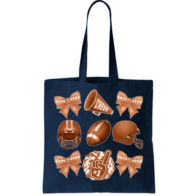 Cute Football Cheer Fan Lover Ribbon Bow Coquette Style Tote Bag