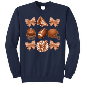 Cute Football Cheer Fan Lover Ribbon Bow Coquette Style Tall Sweatshirt