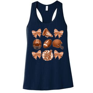 Cute Football Cheer Fan Lover Ribbon Bow Coquette Style Women's Racerback Tank