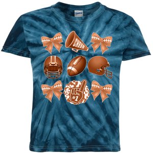 Cute Football Cheer Fan Lover Ribbon Bow Coquette Style Kids Tie-Dye T-Shirt