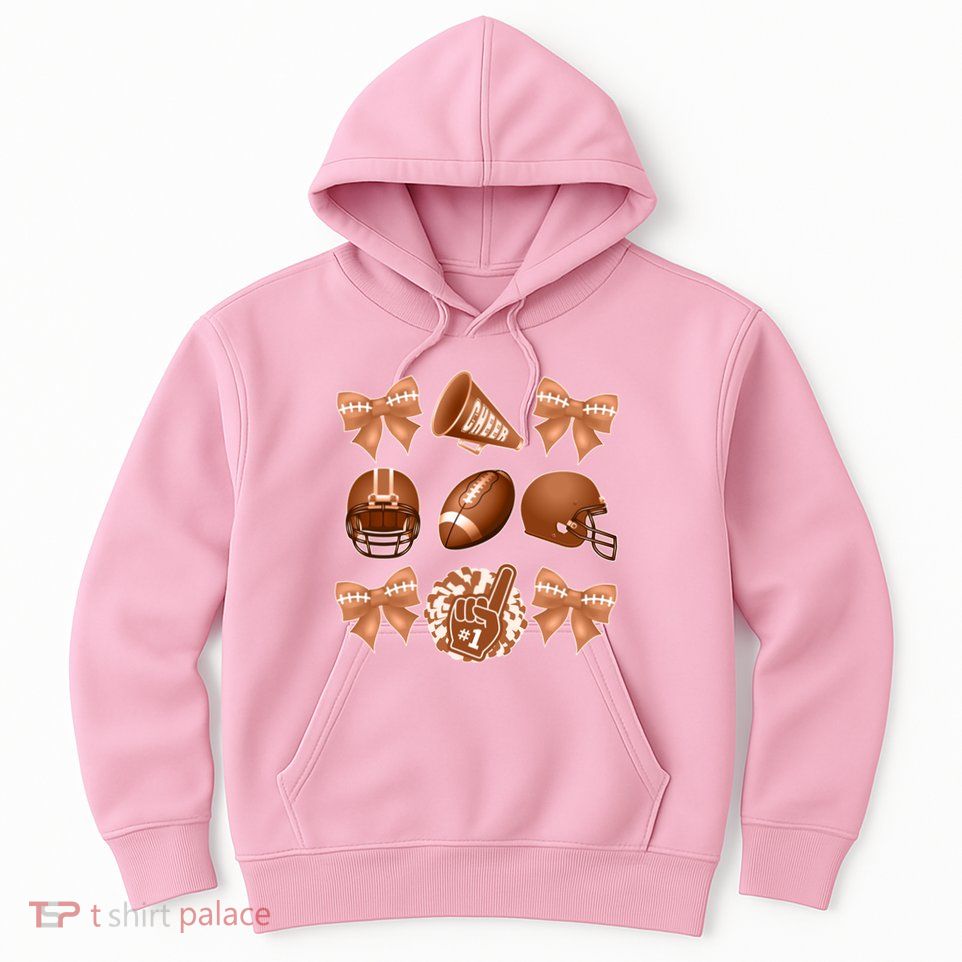 Cute Football Cheer Fan Lover Ribbon Bow Coquette Style Hoodie