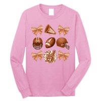 Cute Football Cheer Fan Lover Ribbon Bow Coquette Style Long Sleeve Shirt