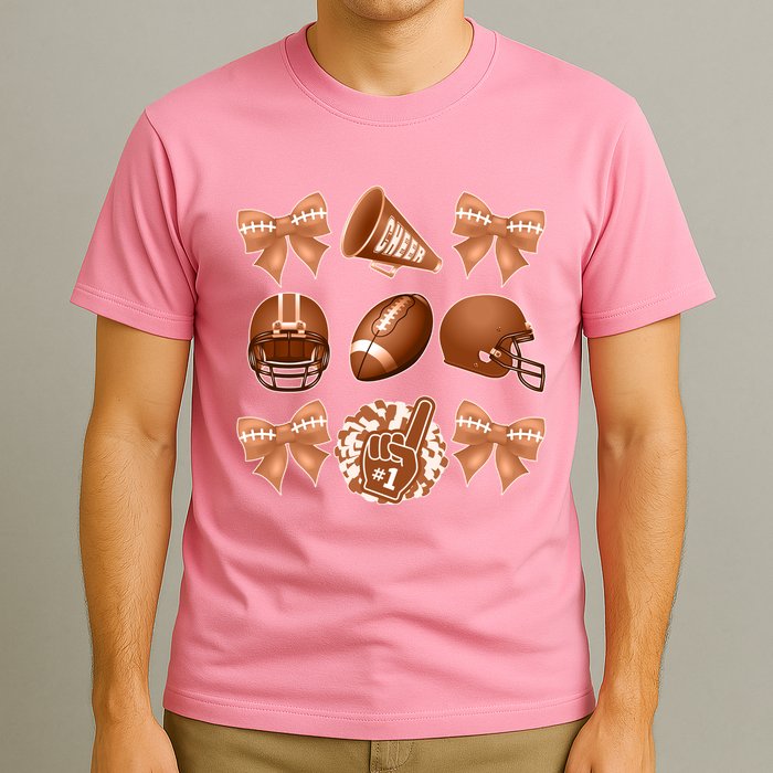 Cute Football Cheer Fan Lover Ribbon Bow Coquette Style T-Shirt