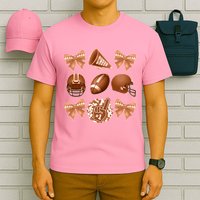 Cute Football Cheer Fan Lover Ribbon Bow Coquette Style T-Shirt