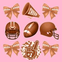 Cute Football Cheer Fan Lover Ribbon Bow Coquette Style T-Shirt