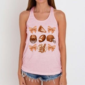 Cute Football Cheer Fan Lover Ribbon Bow Coquette Style Women's Knotted Racerback Tank