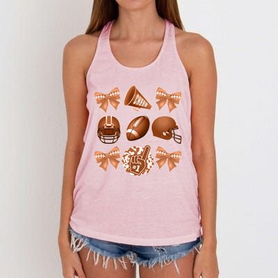 Cute Football Cheer Fan Lover Ribbon Bow Coquette Style Women's Knotted Racerback Tank