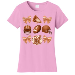 Cute Football Cheer Fan Lover Ribbon Bow Coquette Style Women's T-Shirt