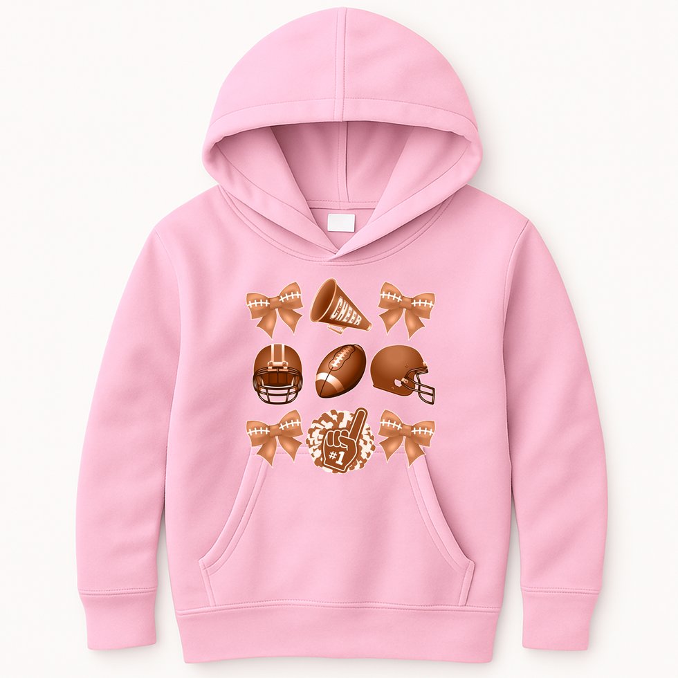 Cute Football Cheer Fan Lover Ribbon Bow Coquette Style Kids Hoodie