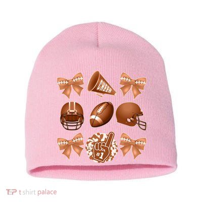 Cute Football Cheer Fan Lover Ribbon Bow Coquette Style Short Acrylic Beanie