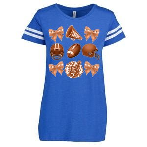 Cute Football Cheer Fan Lover Ribbon Bow Coquette Style Enza Ladies Jersey Football T-Shirt