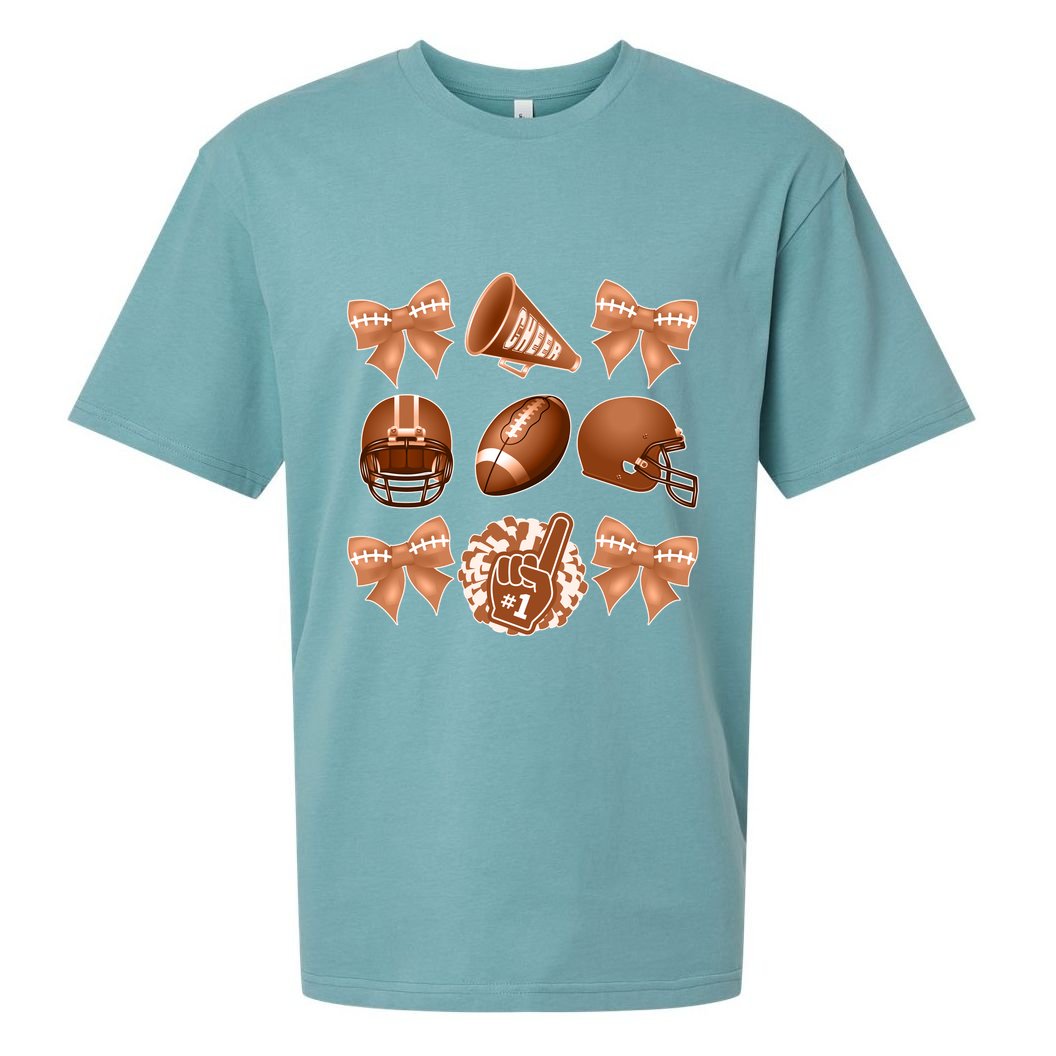 Cute Football Cheer Fan Lover Ribbon Bow Coquette Style Sueded Cloud Jersey T-Shirt
