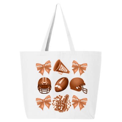 Cute Football Cheer Fan Lover Ribbon Bow Coquette Style 25L Jumbo Tote