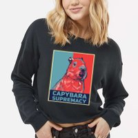 Capybaras Funny Capibara Rodent Things I Do In My Spare Time  Cropped Pullover Crew