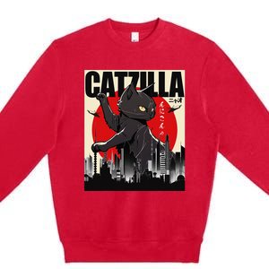 Catzilla Funny Cat Funny Cat Lover animal Premium Crewneck Sweatshirt