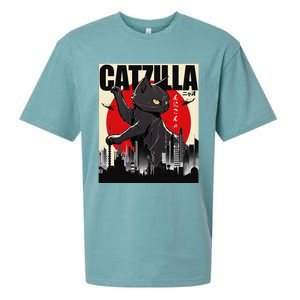 Catzilla Funny Cat Funny Cat Lover animal Sueded Cloud Jersey T-Shirt