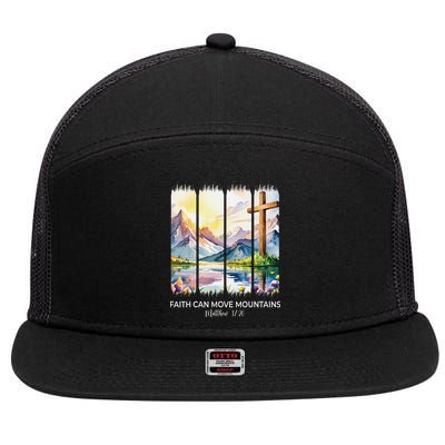 Cute Faith Can Move Mountains Christian Women Teen Mom 7 Panel Mesh Trucker Snapback Hat