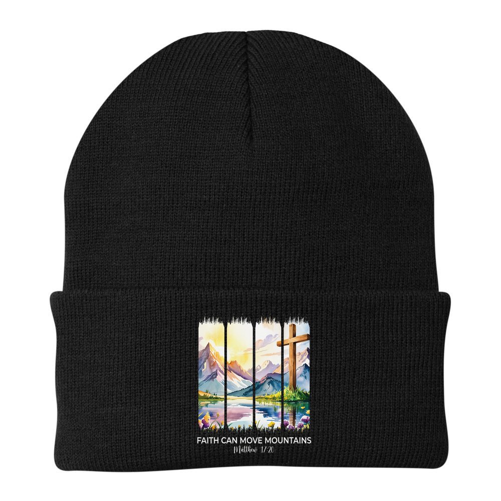 Cute Faith Can Move Mountains Christian Women Teen Mom Beanie