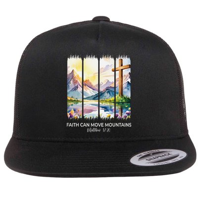Cute Faith Can Move Mountains Christian Women Teen Mom Flat Bill Trucker Hat