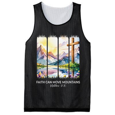 Cute Faith Can Move Mountains Christian Women Teen Mom Mesh Reversible Basketball Jersey Tank