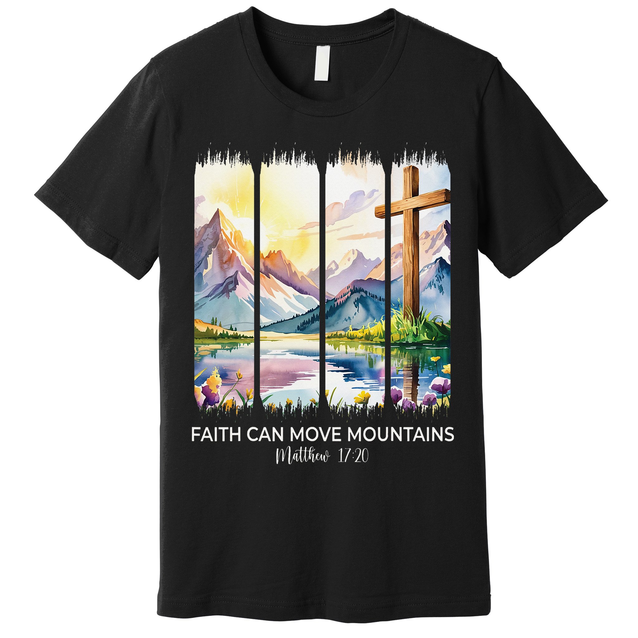 Cute Faith Can Move Mountains Christian Women Teen Mom Premium T-Shirt