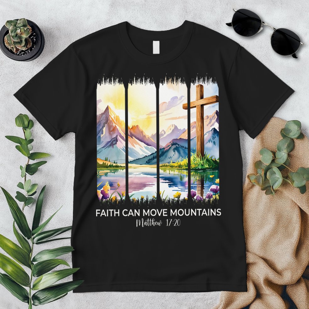 Cute Faith Can Move Mountains Christian Women Teen Mom Premium T-Shirt