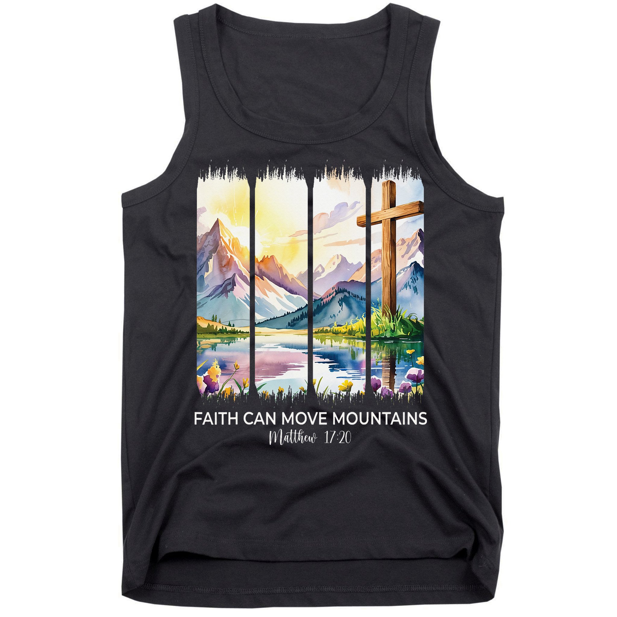 Cute Faith Can Move Mountains Christian Women Teen Mom Tank Top