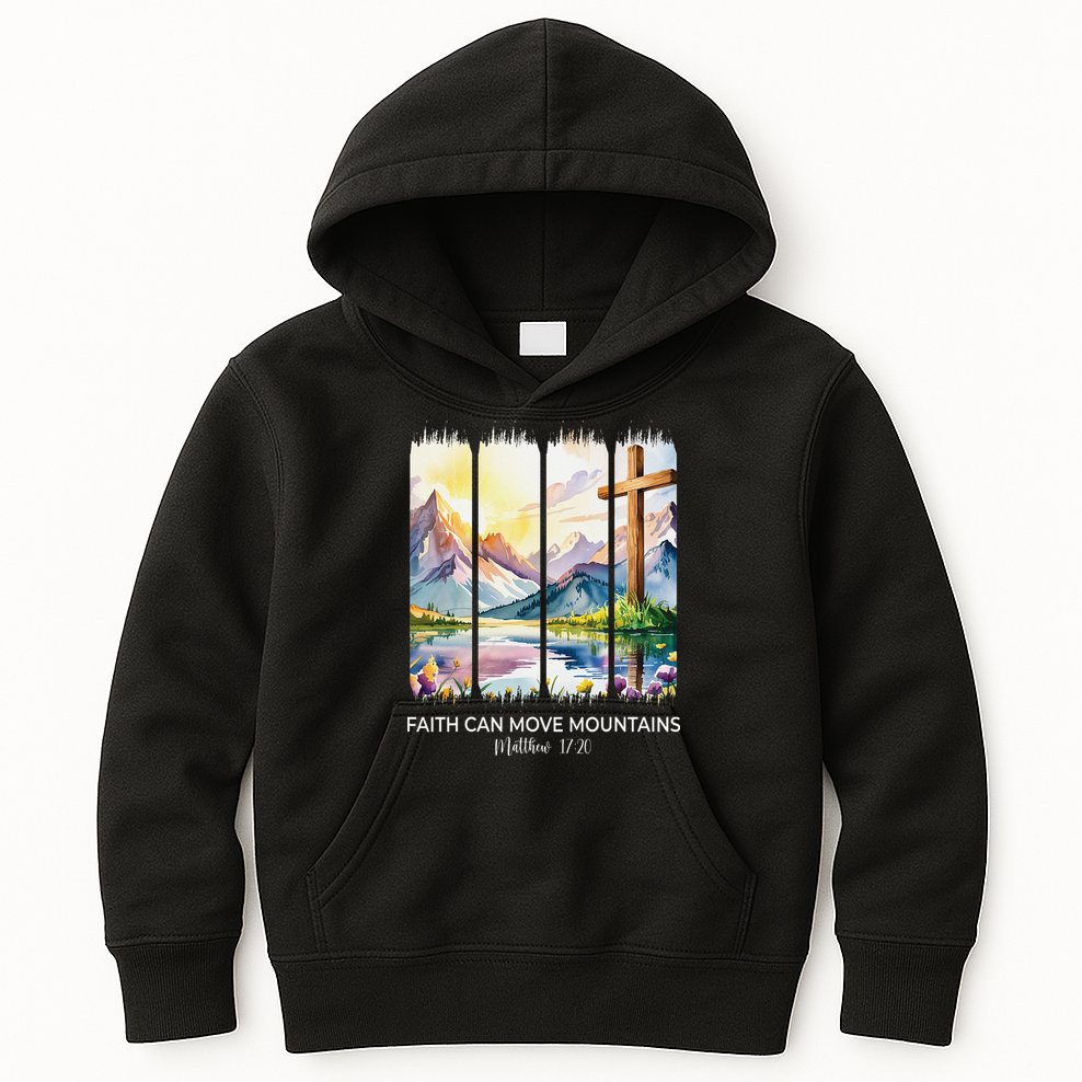 Cute Faith Can Move Mountains Christian Women Teen Mom Kids Hoodie