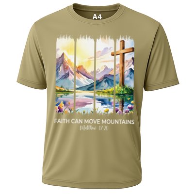 Cute Faith Can Move Mountains Christian Women Teen Mom Cooling Performance Crew T-Shirt
