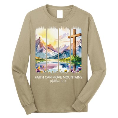 Cute Faith Can Move Mountains Christian Women Teen Mom Long Sleeve Shirt