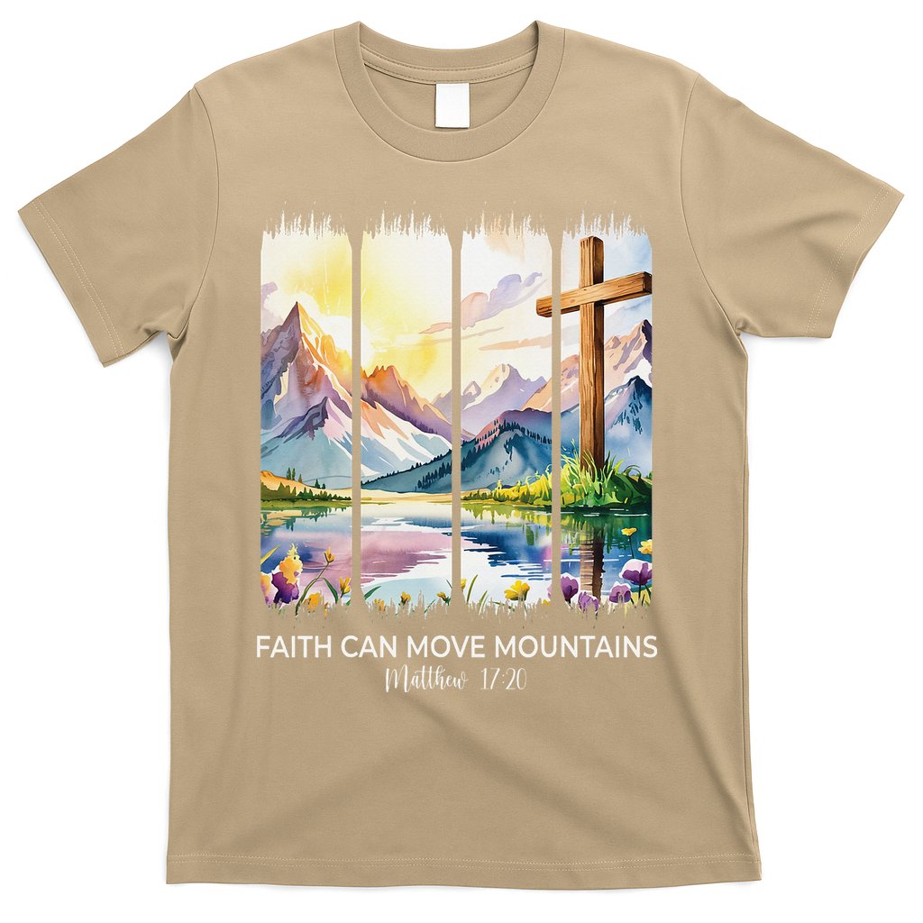 Cute Faith Can Move Mountains Christian Women Teen Mom T-Shirt