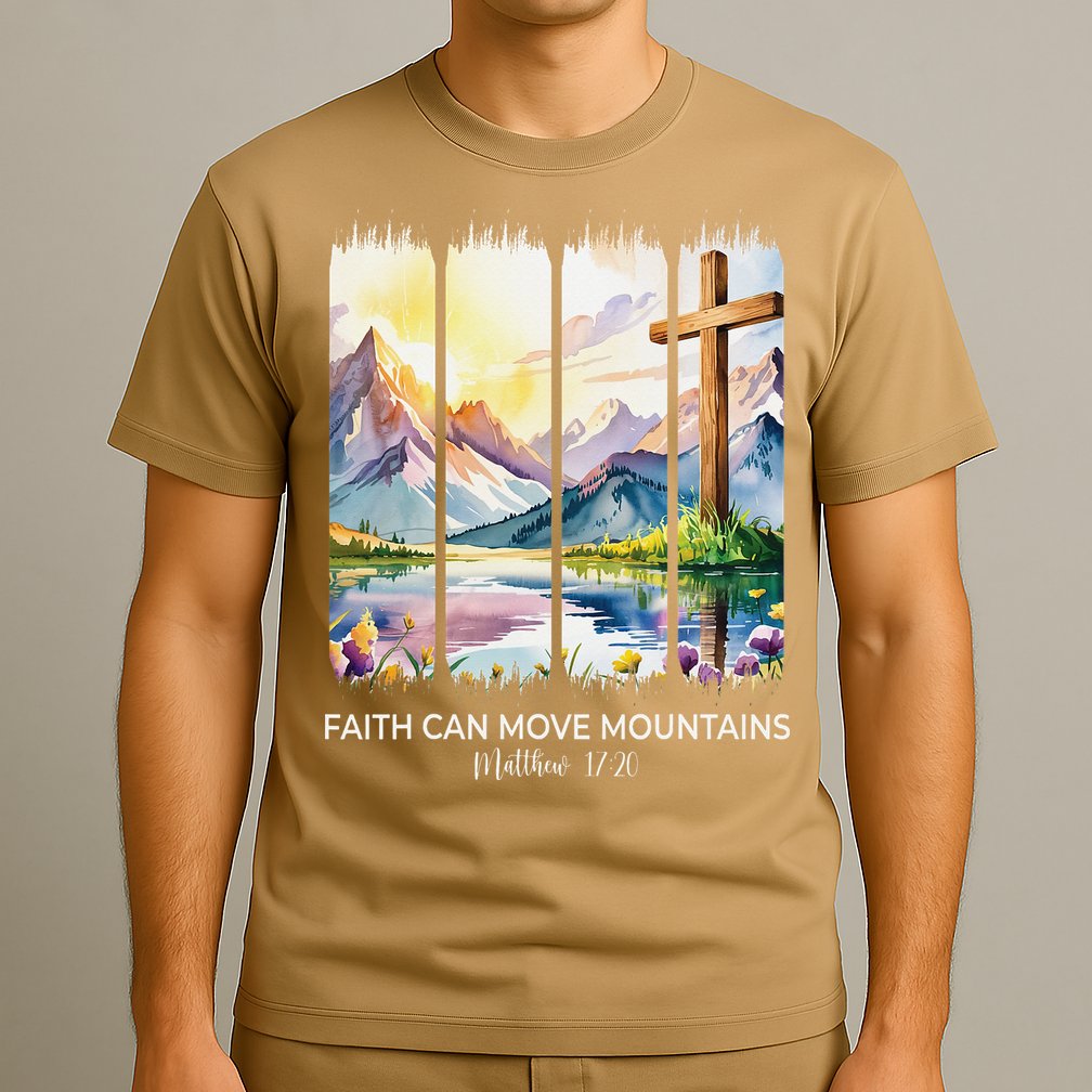 Cute Faith Can Move Mountains Christian Women Teen Mom T-Shirt