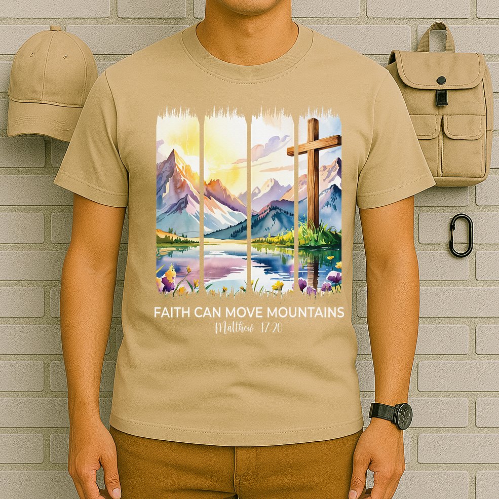 Cute Faith Can Move Mountains Christian Women Teen Mom T-Shirt