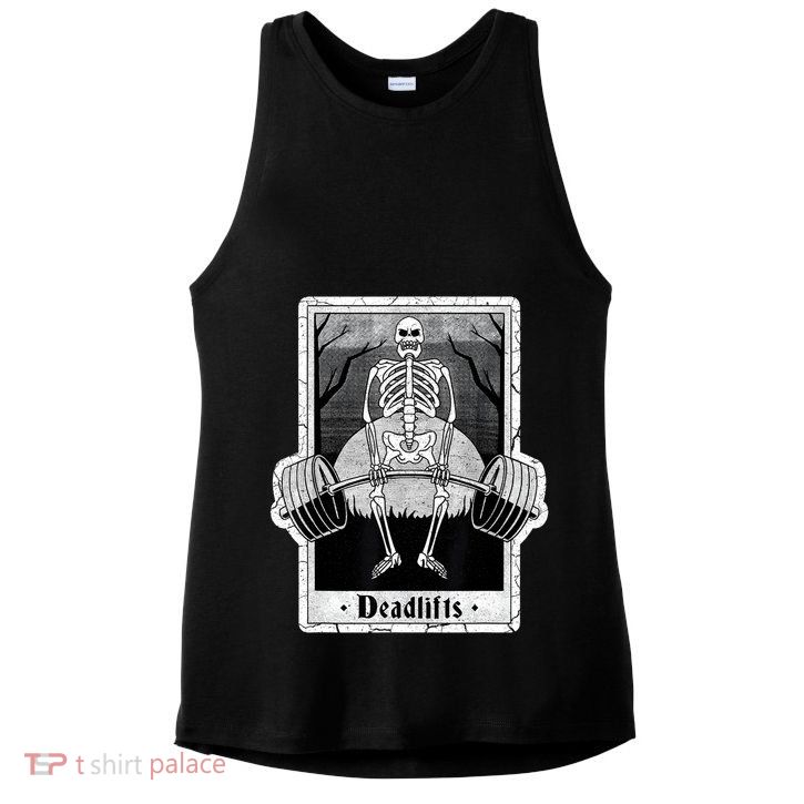 deadlifts skeleton tarot card – funny weightlifting Ladies PosiCharge Tri-Blend Wicking Tank