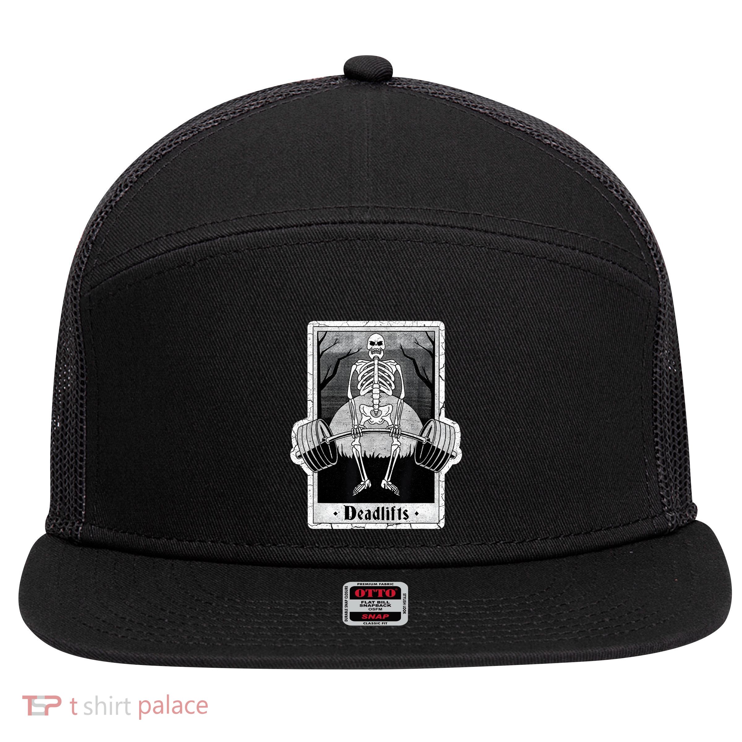 deadlifts skeleton tarot card – funny weightlifting 7 Panel Mesh Trucker Snapback Hat