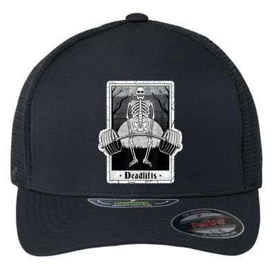 deadlifts skeleton tarot card – funny weightlifting Flexfit Unipanel Trucker Cap