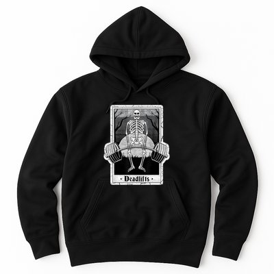 deadlifts skeleton tarot card – funny weightlifting Hoodie