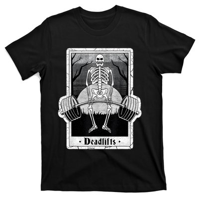 deadlifts skeleton tarot card – funny weightlifting T-Shirt