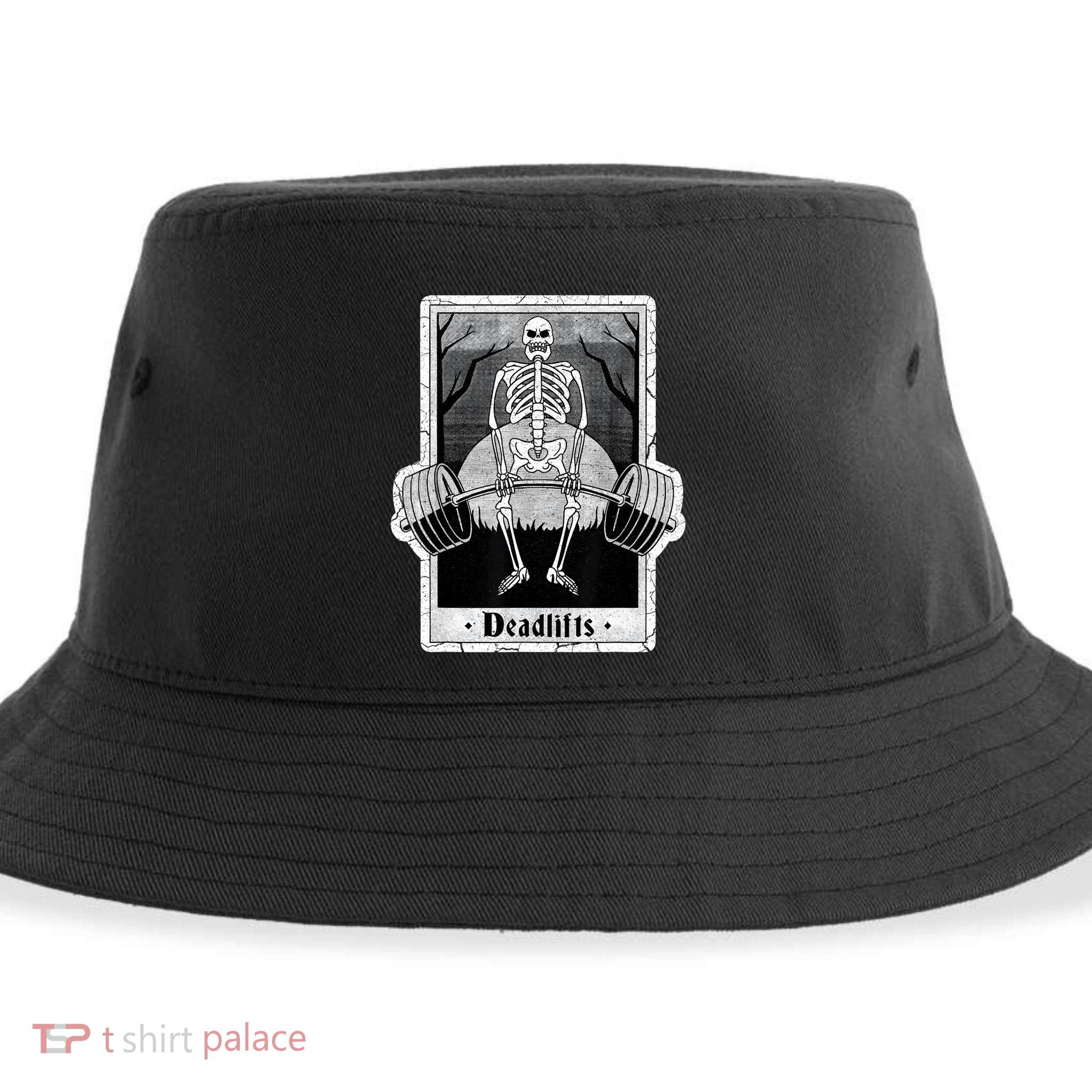 deadlifts skeleton tarot card – funny weightlifting Sustainable Bucket Hat
