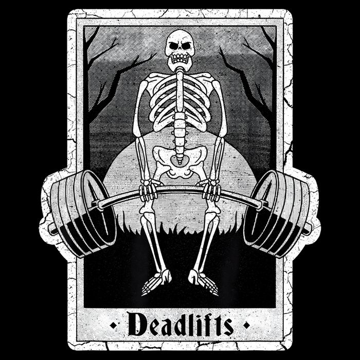 deadlifts skeleton tarot card – funny weightlifting Drawstring Bag
