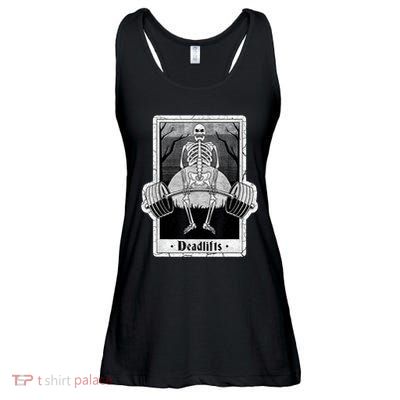 deadlifts skeleton tarot card – funny weightlifting Ladies Essential Flowy Tank