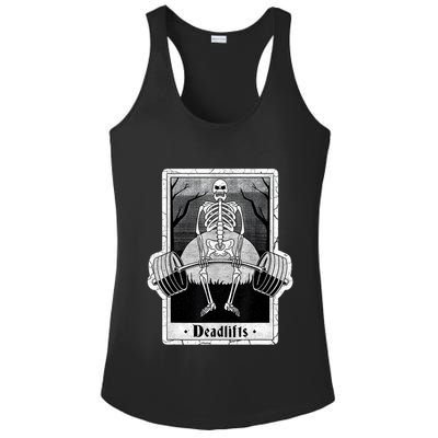 deadlifts skeleton tarot card – funny weightlifting Ladies PosiCharge Competitor Racerback Tank