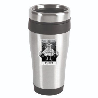 deadlifts skeleton tarot card – funny weightlifting 16oz Travel Tumbler
