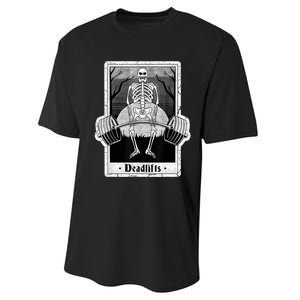 deadlifts skeleton tarot card – funny weightlifting Performance Sprint T-Shirt